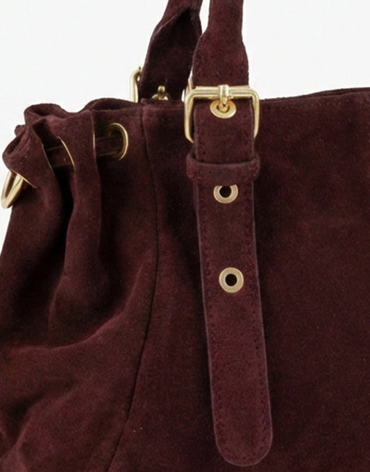 Burgundy Suede City - Bag - Olivia & Kate