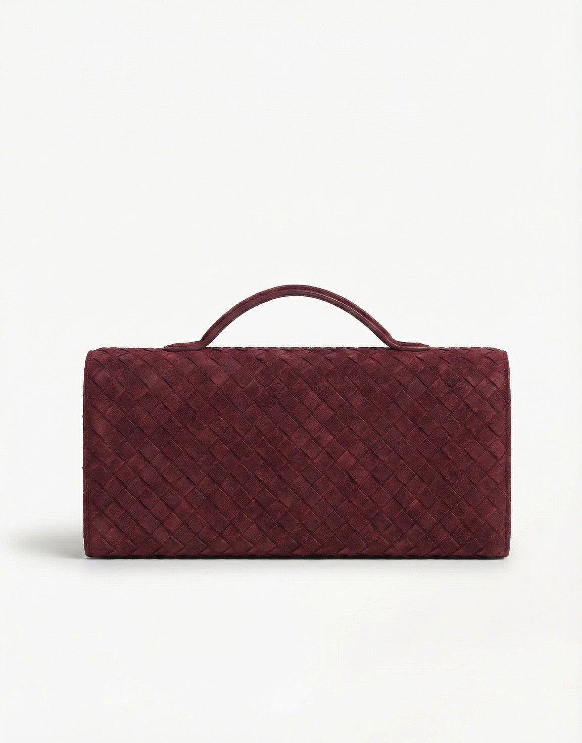 Burgundy Suede Gouden Detail Clutch - Tas - Olivia & Kate