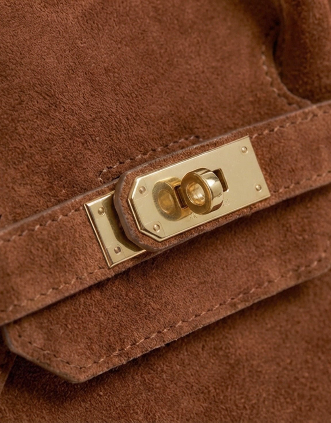 Camel Grote Suede Gouden Detail - Tas - Olivia & Kate