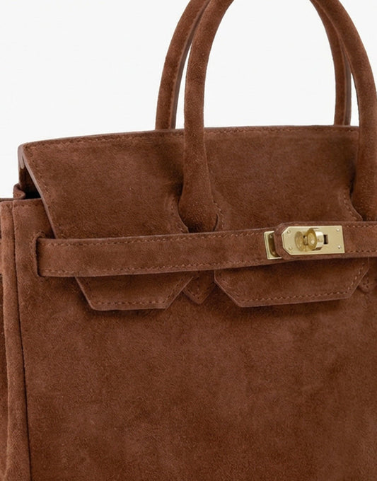 Camel Grote Suede Gouden Detail - Tas - Olivia & Kate