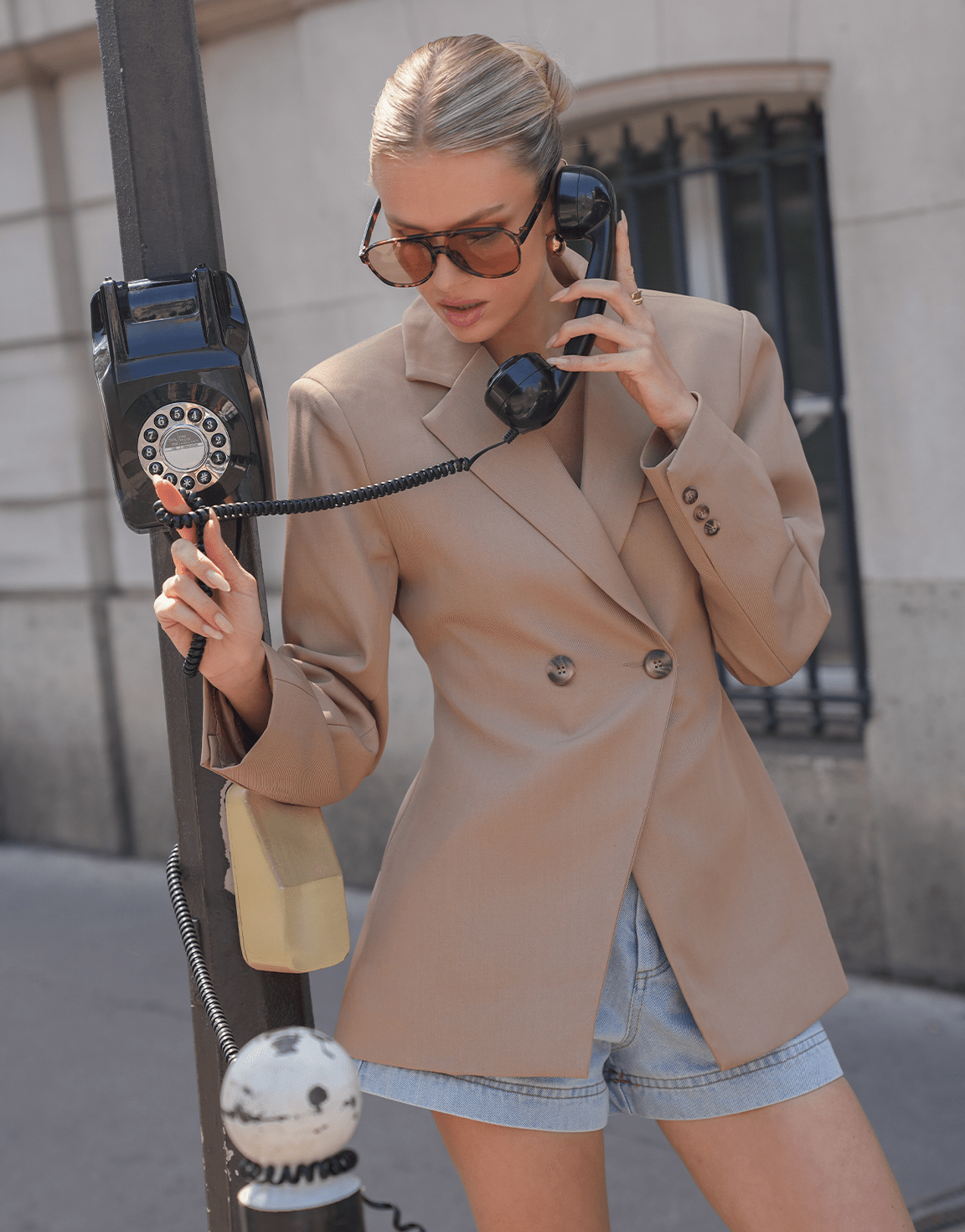 Camel Lange Getailleerde - Blazer - Olivia & Kate