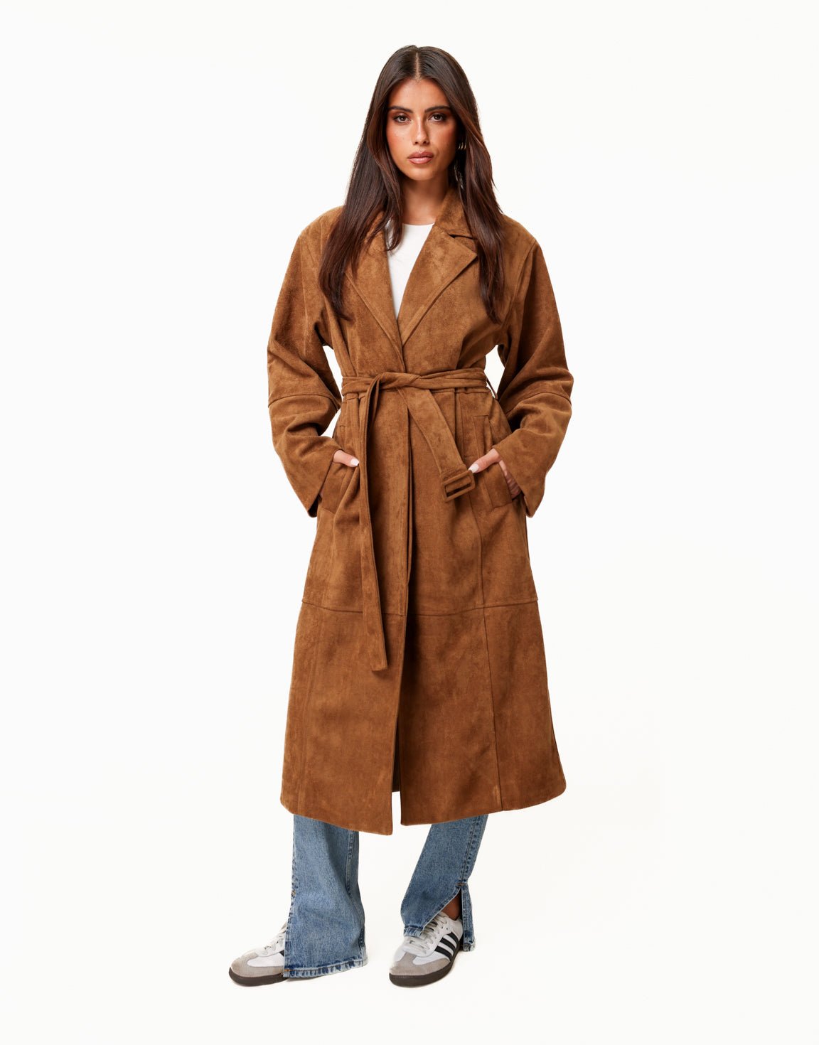 Camel Lange Suede - Jas - Olivia & Kate