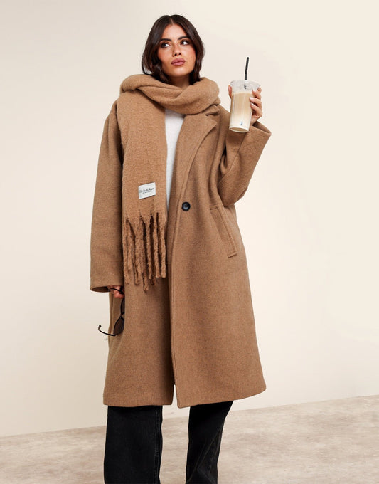 Camel Lange Zachte - Jas - Olivia & Kate