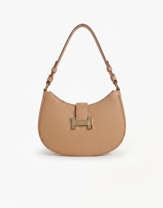 Camel Ovale Gouden Detail - Handtas - Olivia & Kate