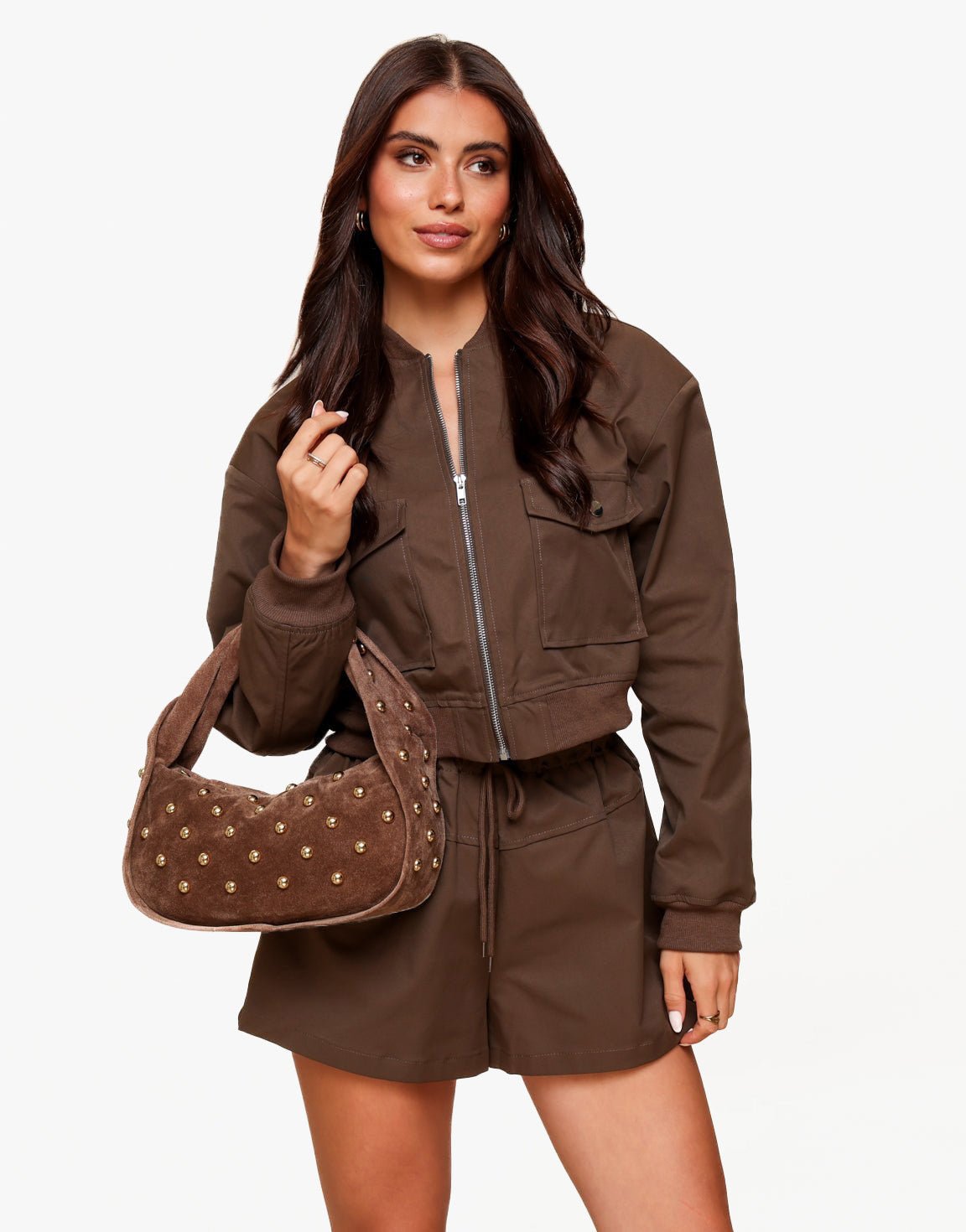Camel Ronde Gouden Studs - Tas - Olivia & Kate