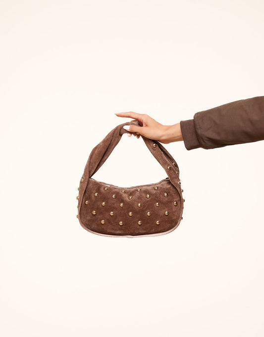 Camel Ronde Gouden Studs - Tas - Olivia & Kate