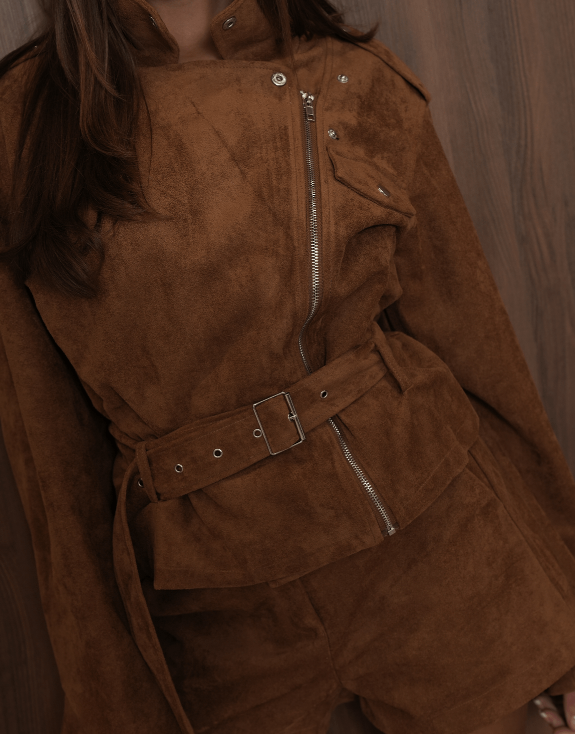 Camel Suede Biker - Jas - Olivia & Kate