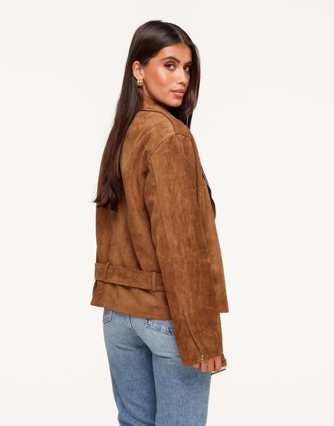 Camel Suede Biker - Jas - Olivia & Kate