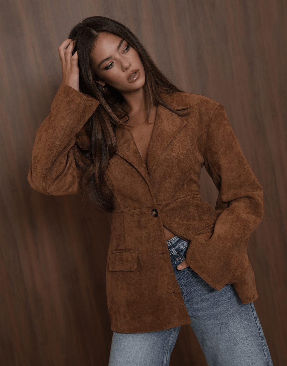 Camel Suede - Blazer - Olivia & Kate