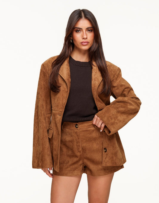 Camel Suede Short - Set - Olivia & Kate