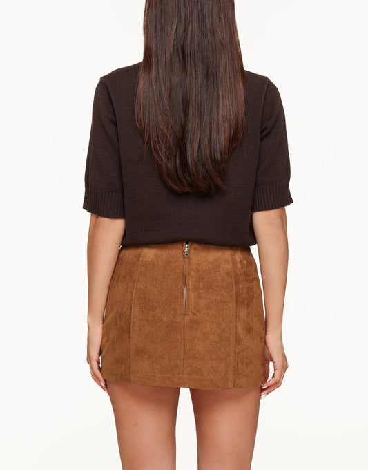 Camel Suede - Skort - Olivia & Kate