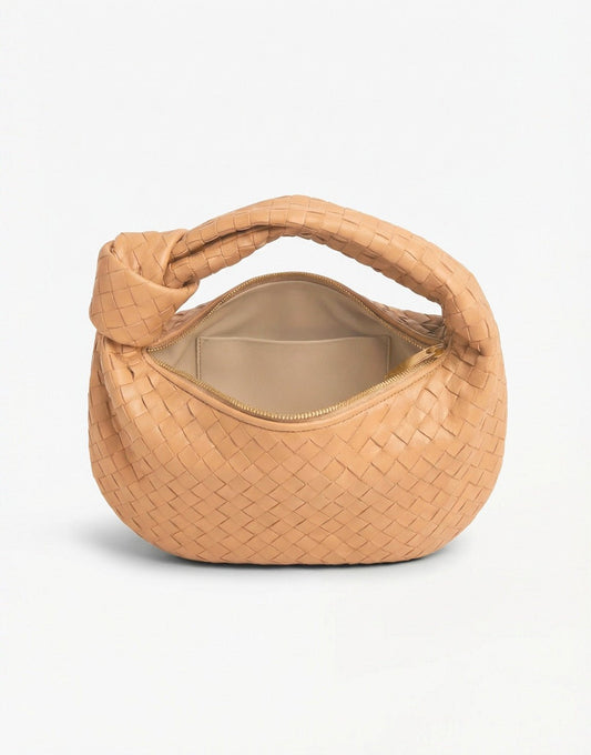 Caramel Middel Gevlochten - Tas - Olivia & Kate