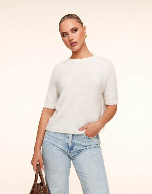Creme Basic Fluffy SS - Top - Olivia & Kate