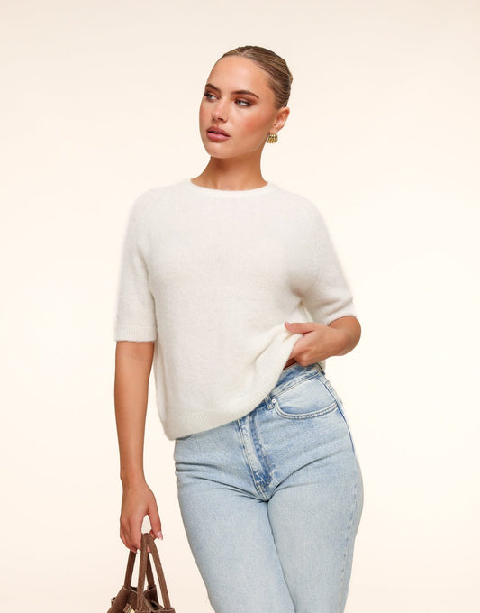 Creme Basic Fluffy SS - Top - Olivia & Kate