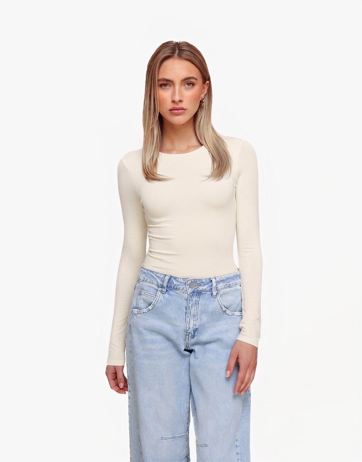 Creme Basic LS - Top - Olivia & Kate