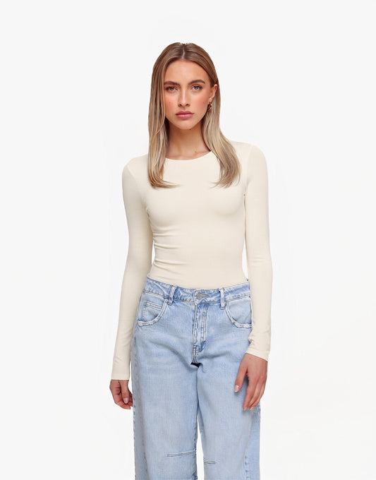 Creme Basic LS - Top - Olivia & Kate