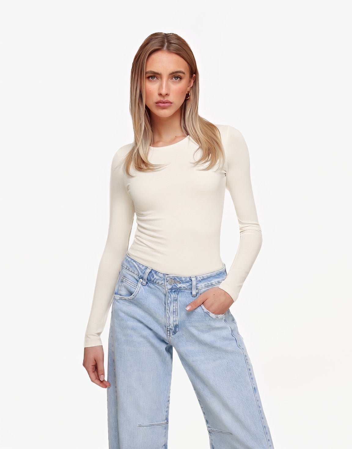 Creme Basic LS - Top - Olivia & Kate