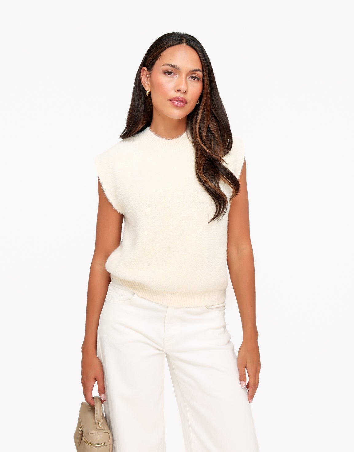 Creme Fluffy Spencer - Top - Olivia & Kate