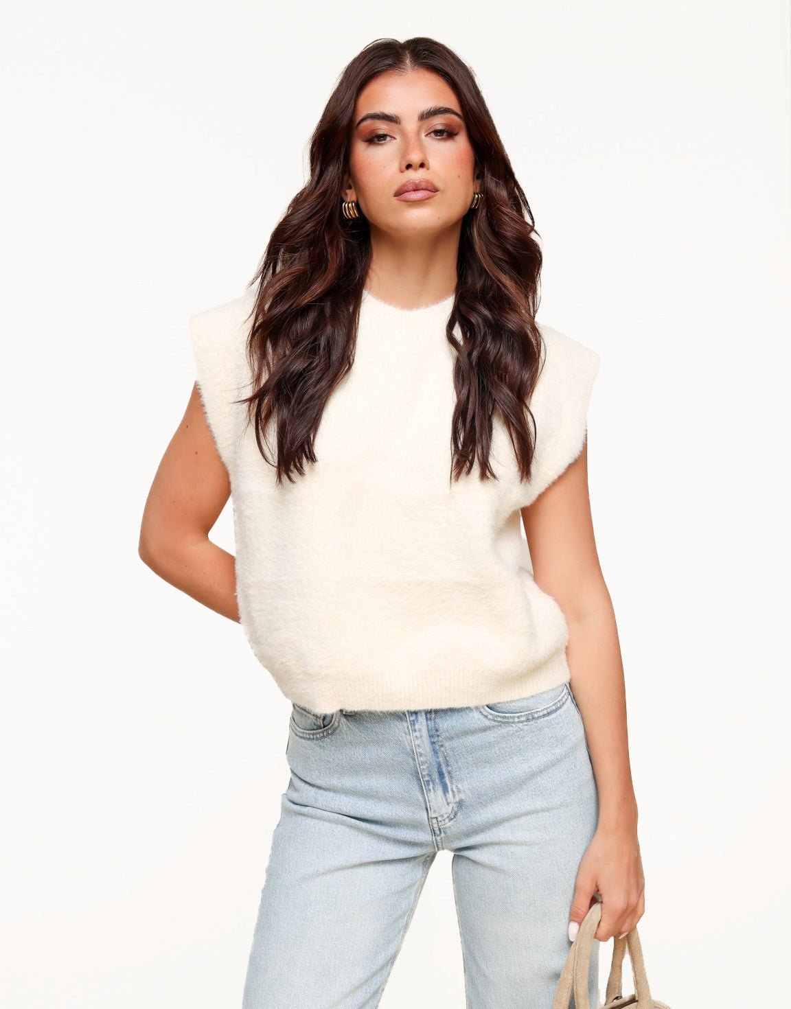 Creme Fluffy Spencer - Top - Olivia & Kate