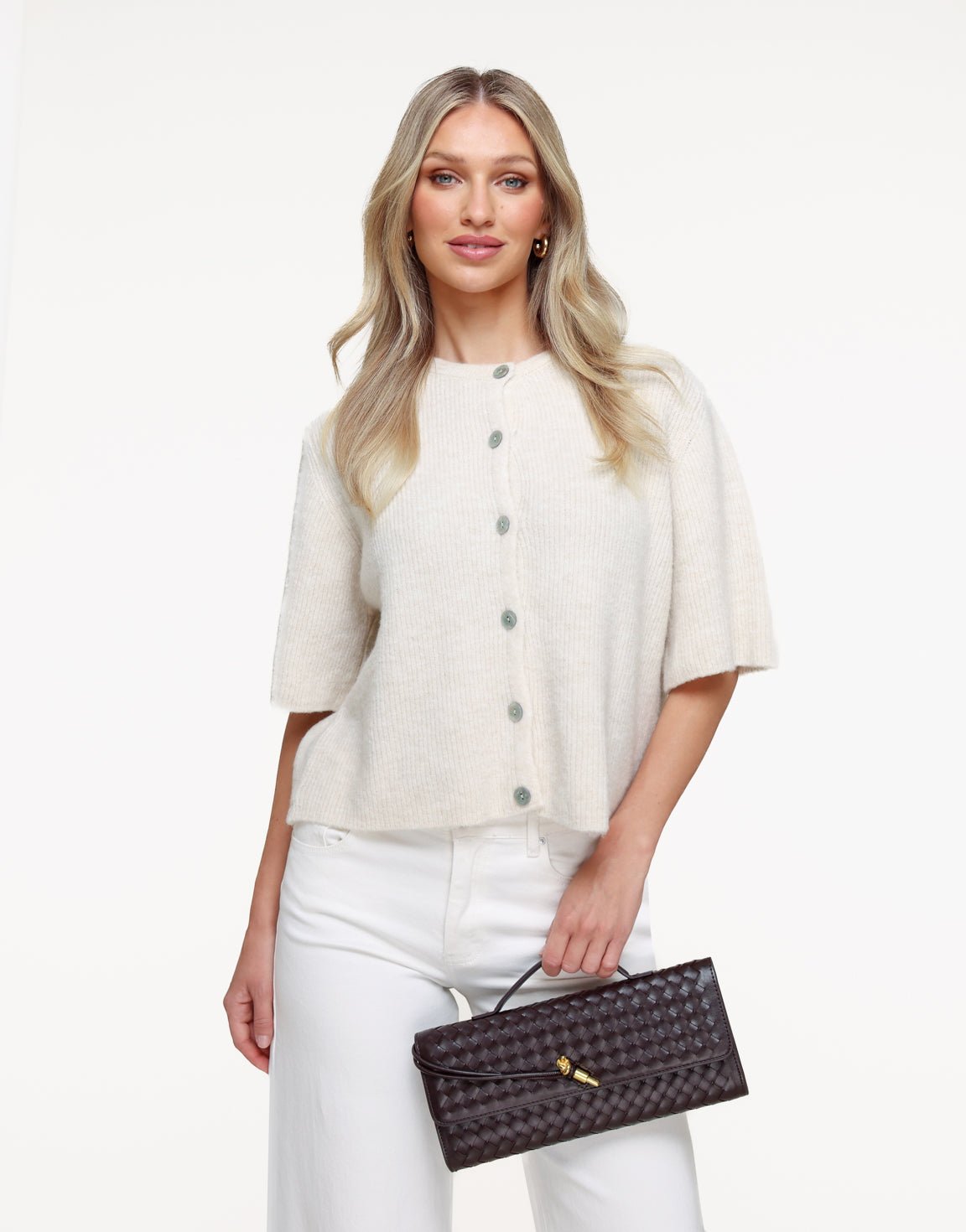 Creme Gebreide 3/4 Mouwen - Vest - Olivia & Kate