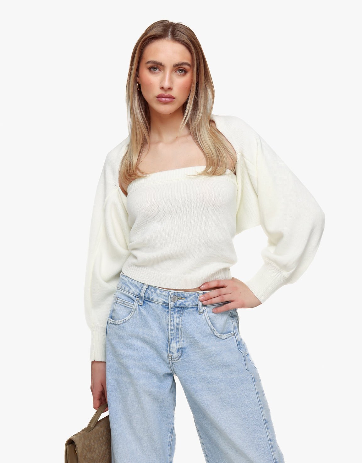 Creme Gebreide Cropped - Set - Olivia & Kate