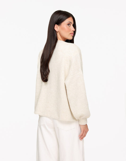 Creme Gebreide Knoop - Vest - Olivia & Kate