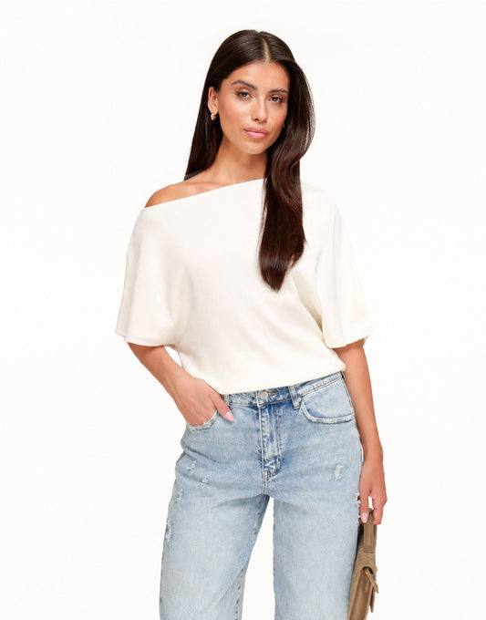 Creme Gebreide Off Shoulder - Trui - Olivia & Kate