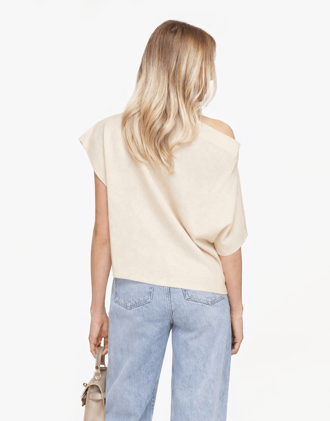 Creme Gebreide One Shoulder - Top - Olivia & Kate