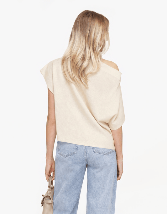 Creme Gebreide One Shoulder - Top - Olivia & Kate