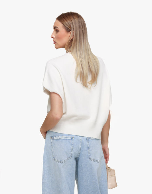 Creme Gebreide SS - Top - Olivia & Kate