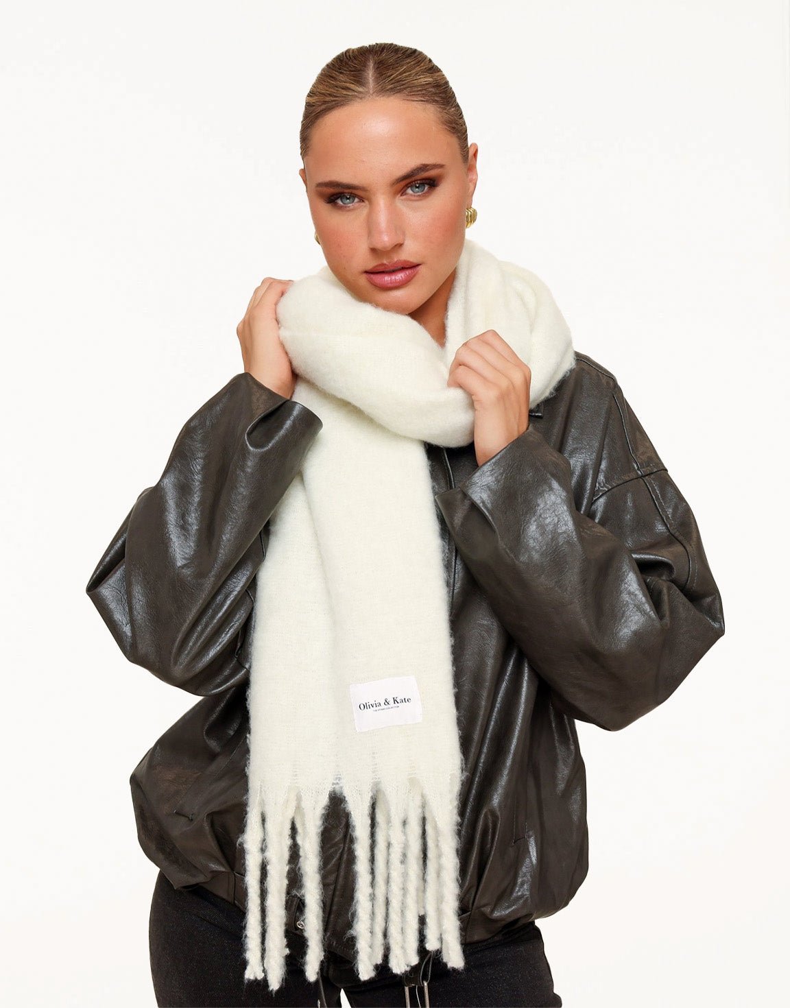 Creme Gebreide STUDIO - Sjaal - Olivia & Kate