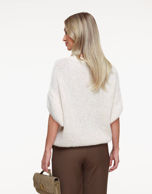 Cream Knitted Woolen 3/4 Sleeve - Sweater - Olivia & Kate