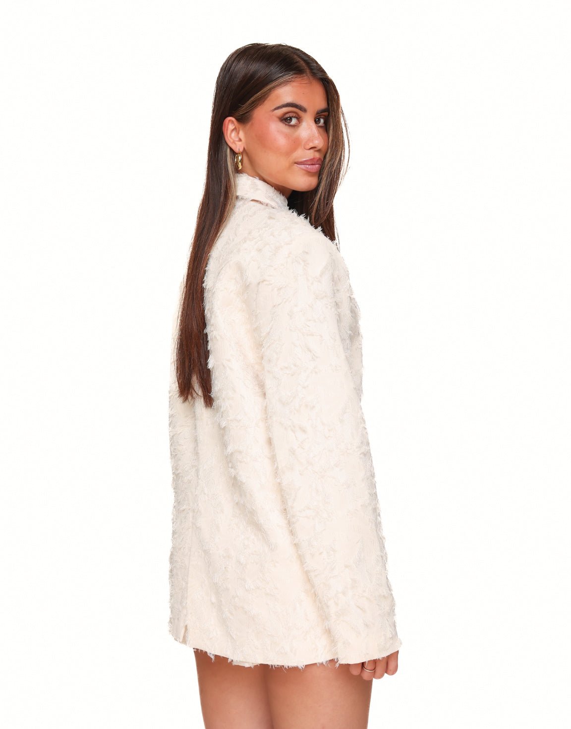 Creme Gedetailleerde Oversized - Blazer - Olivia & Kate