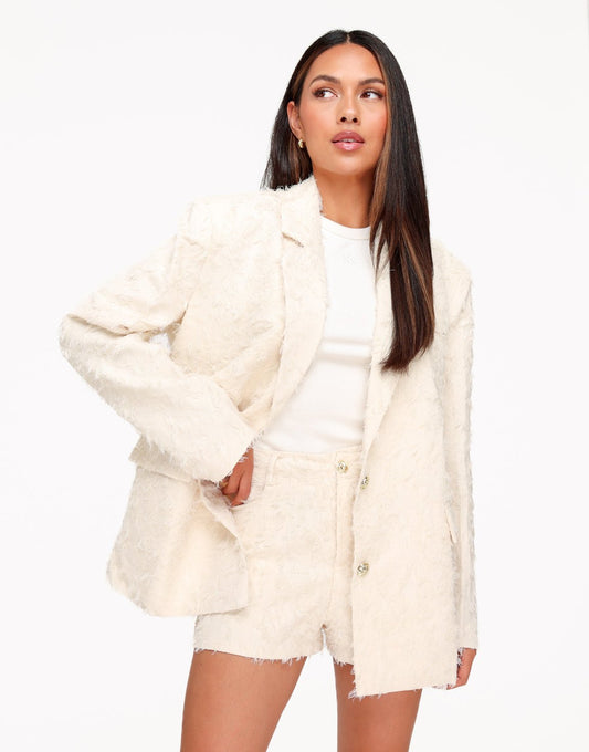 Creme Gedetailleerde Oversized - Blazer - Olivia & Kate
