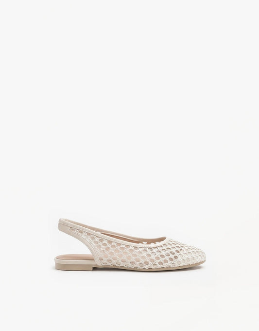 Creme Gehaakte Open Achterkant - Ballerina's - Olivia & Kate