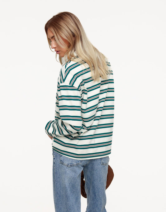 Creme Gestreepte Kraag - T-shirt - Olivia & Kate