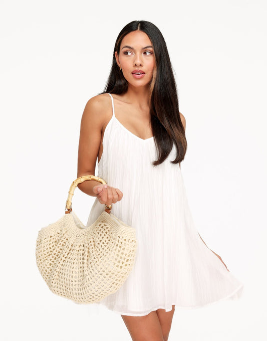 Creme Gewoven Half Ronde - Tas - Olivia & Kate