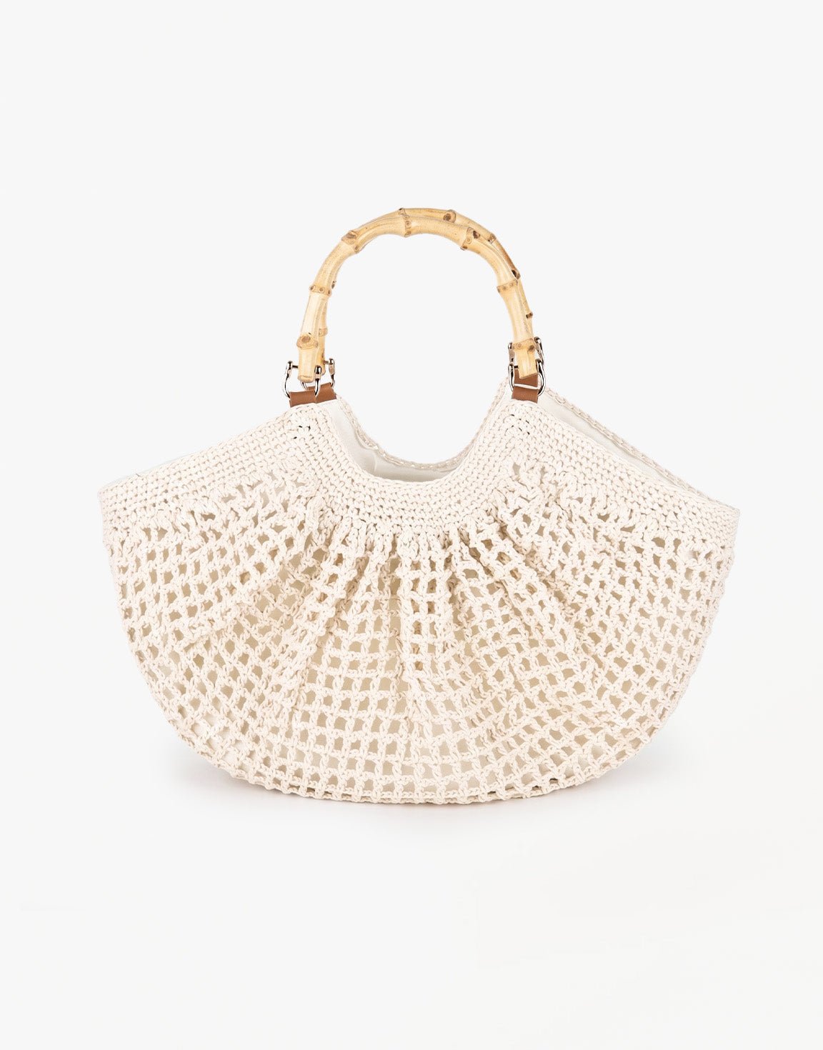 Creme Gewoven Half Ronde - Tas - Olivia & Kate
