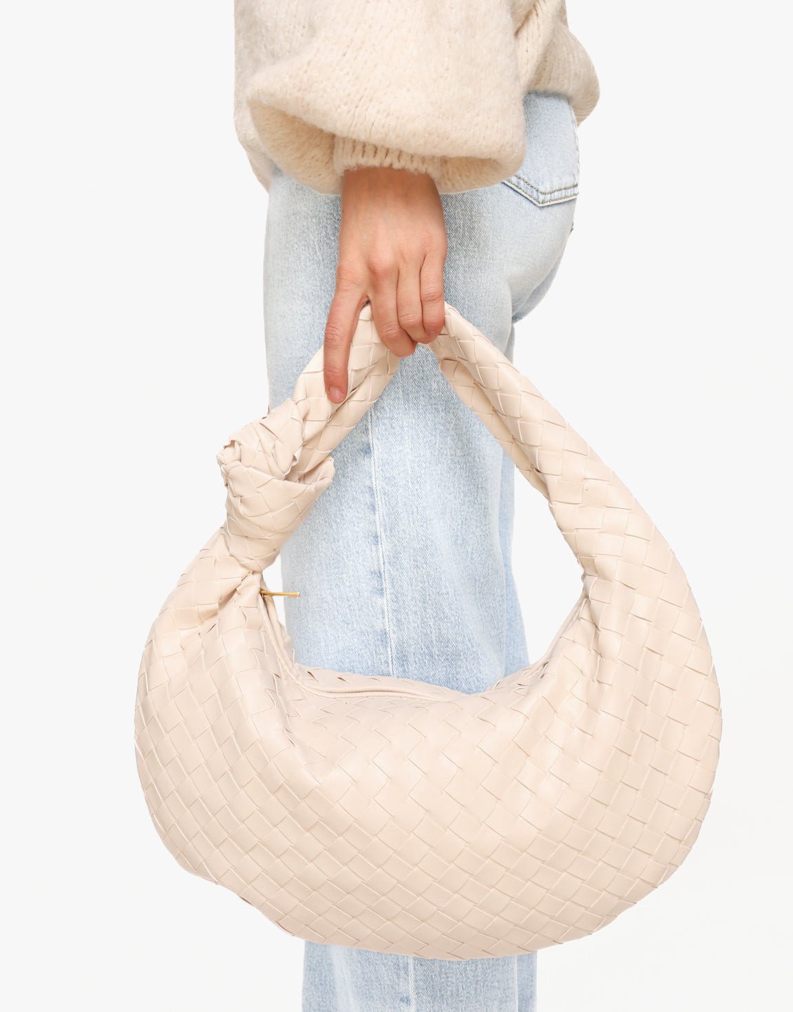 Creme Grote Brede Gevlochten - Tas - Olivia & Kate