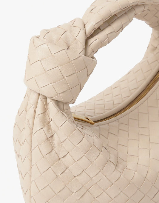 Creme Grote Brede Gevlochten - Tas - Olivia & Kate