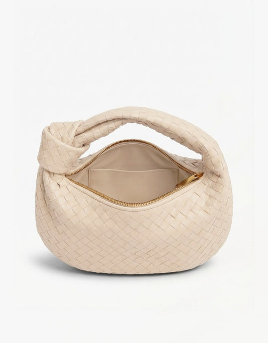 Creme Grote Brede Gevlochten - Tas - Olivia & Kate