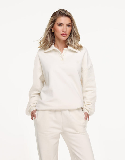 Creme Knopen LS Jogging - Trui - Olivia & Kate