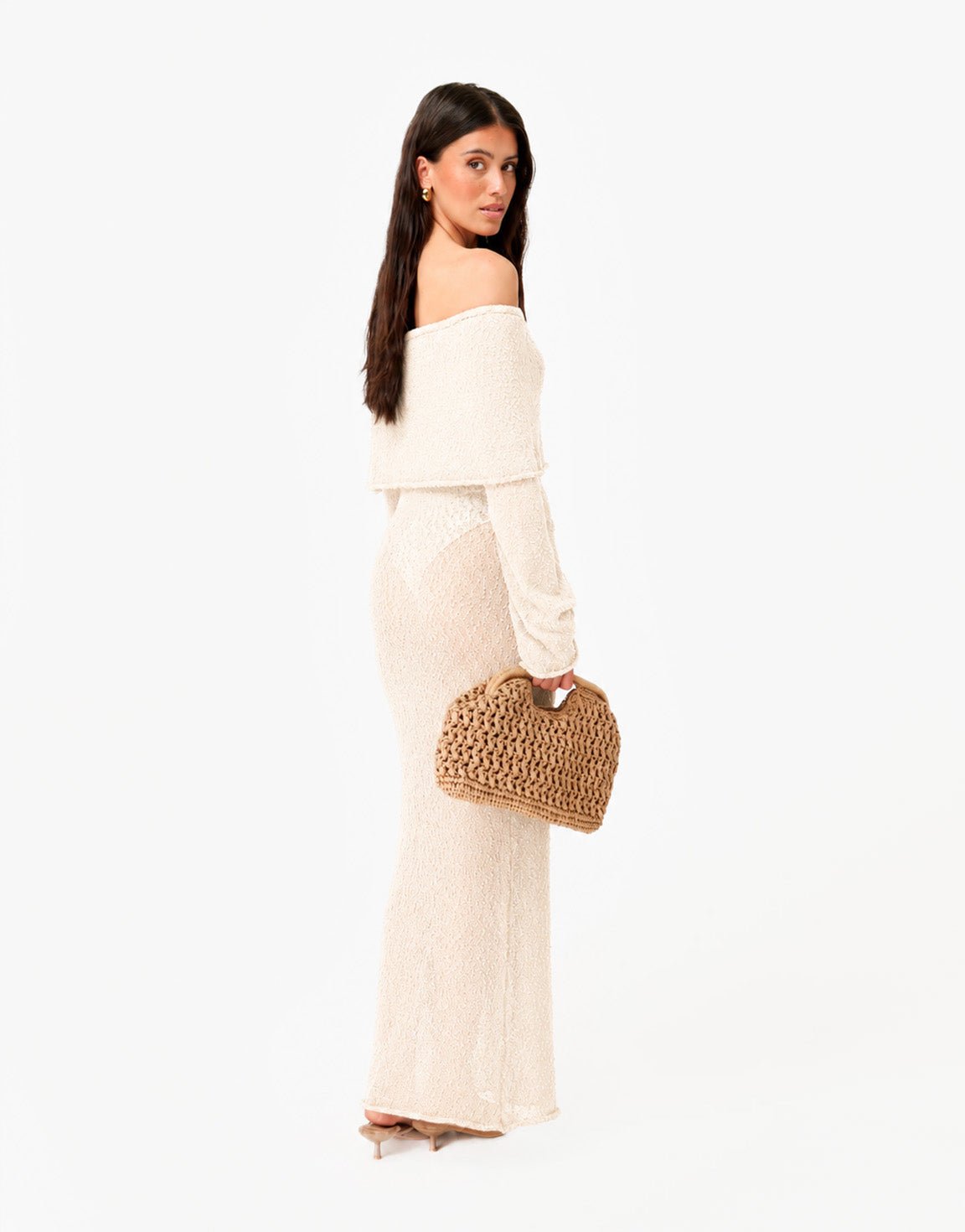 Creme Lange Off Shoulder - Jurk - Olivia & Kate