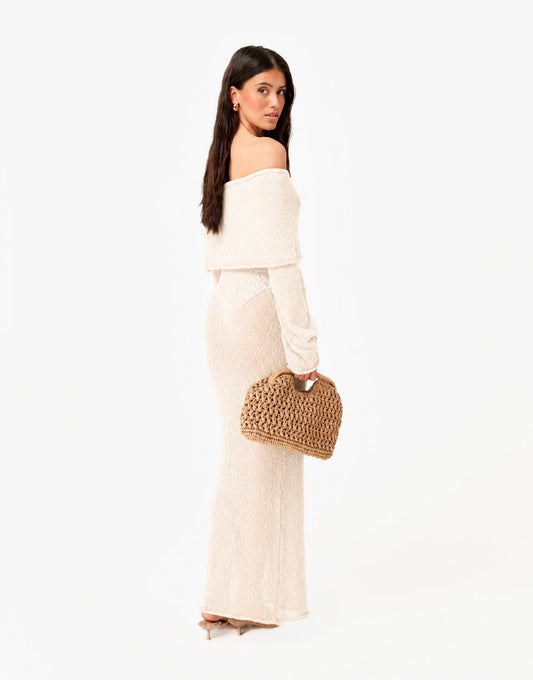 Creme Lange Off Shoulder - Jurk - Olivia & Kate