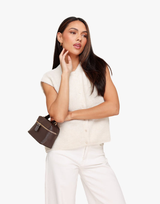 Creme Mouwloze Gilet - Vest - Olivia & Kate