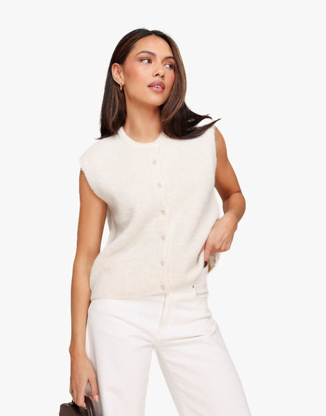 トップス hyeon basil gilet white Creme Mouwloze Gilet - Vest | Olivia & Kate - Olivia & Kate