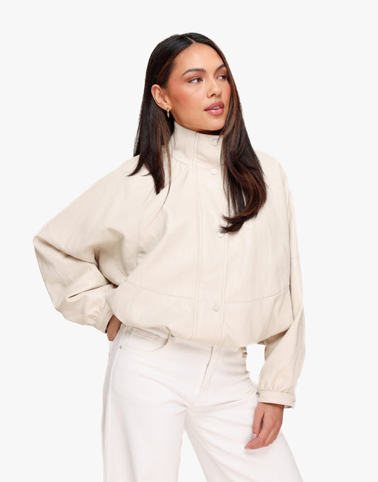 Creme PU Leren Oversized - Jas - Olivia & Kate