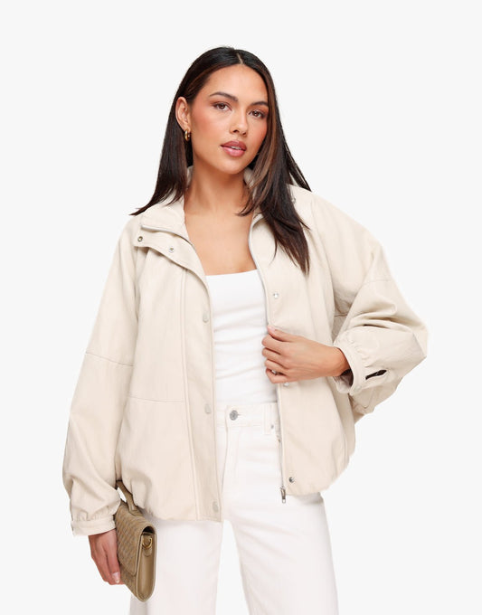 Creme PU Leren Oversized - Jas - Olivia & Kate