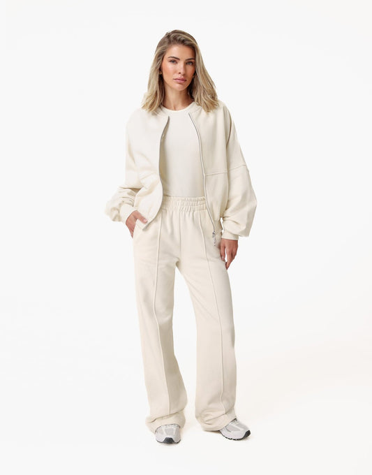 Creme Wijde Naden Jogging - Broek - Olivia & Kate