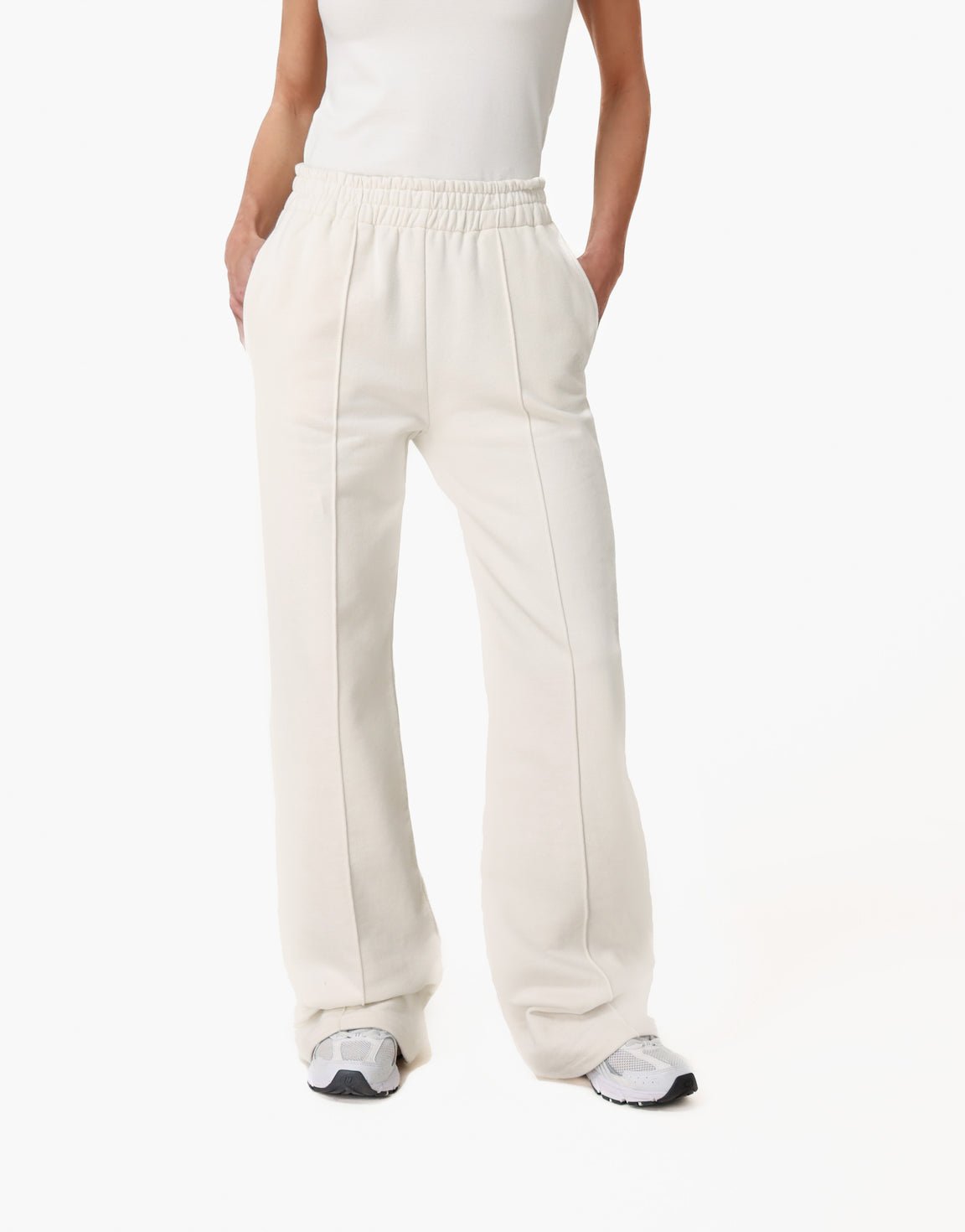 Creme Wijde Naden Jogging - Broek - Olivia & Kate